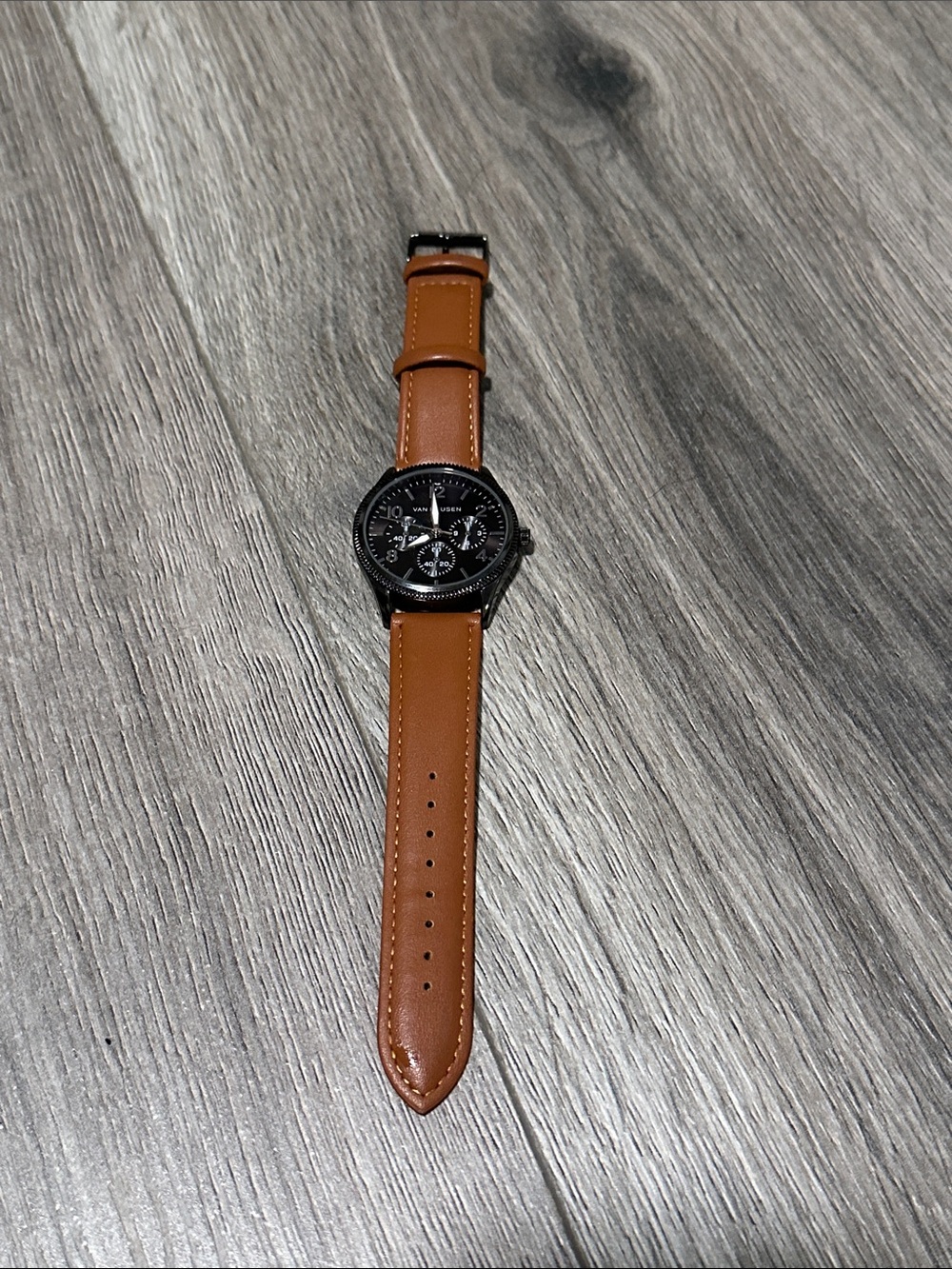 Van Heusen Men's Watch with Brown Leather Strap